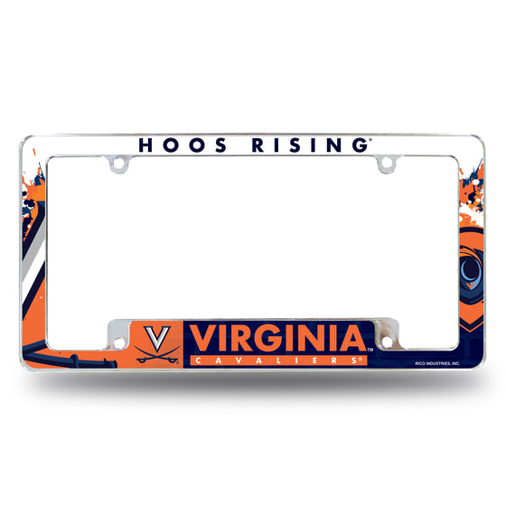 NCAA  Virginia Cavaliers Primary 12" x 6" Chrome All Over Automotive License Plate Frame for Car/Truck/SUV