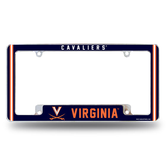 NCAA  Virginia Cavaliers Classic 12" x 6" Chrome All Over Automotive License Plate Frame for Car/Truck/SUV