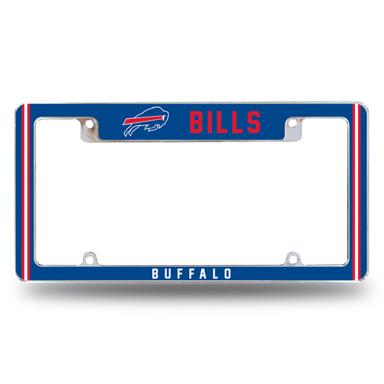NFL Football Buffalo Bills Classic 12" x 6" Chrome All Over Automotive License Plate Frame for Car/Truck/SUV