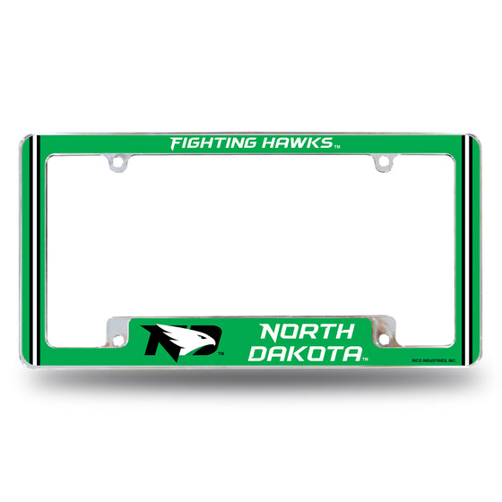 NCAA  North Dakota Fighting Hawks Classic 12" x 6" Chrome All Over Automotive License Plate Frame for Car/Truck/SUV