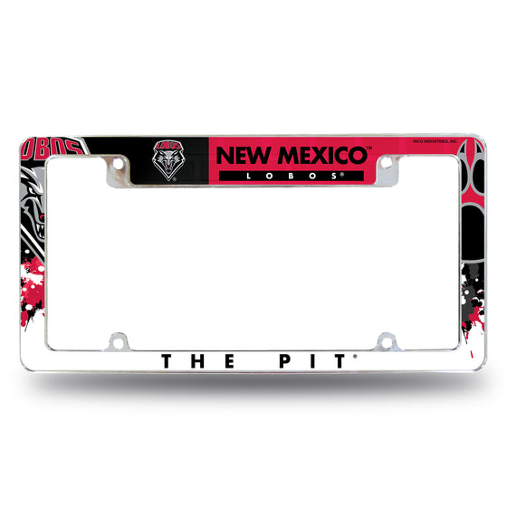 NCAA  New Mexico Lobos Primary 12" x 6" Chrome All Over Automotive License Plate Frame for Car/Truck/SUV