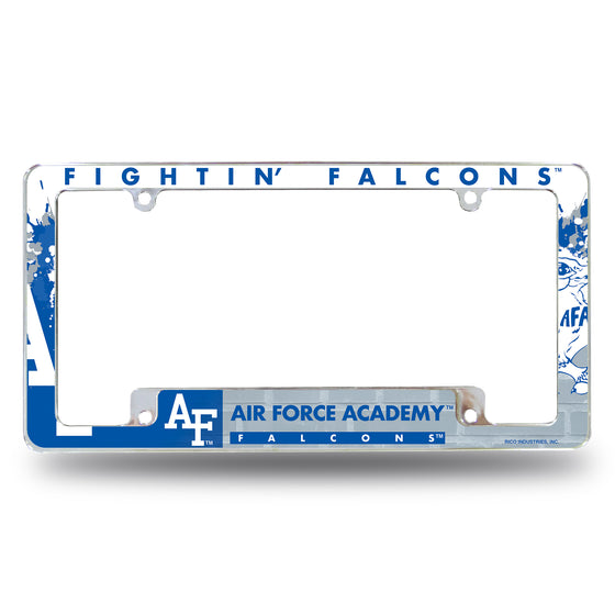 NCAA  Air Force Academy Falcons Primary 12" x 6" Chrome All Over Automotive License Plate Frame for Car/Truck/SUV