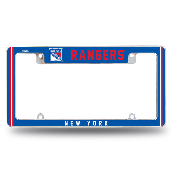 NHL Hockey New York Rangers Classic 12" x 6" Chrome All Over Automotive License Plate Frame for Car/Truck/SUV