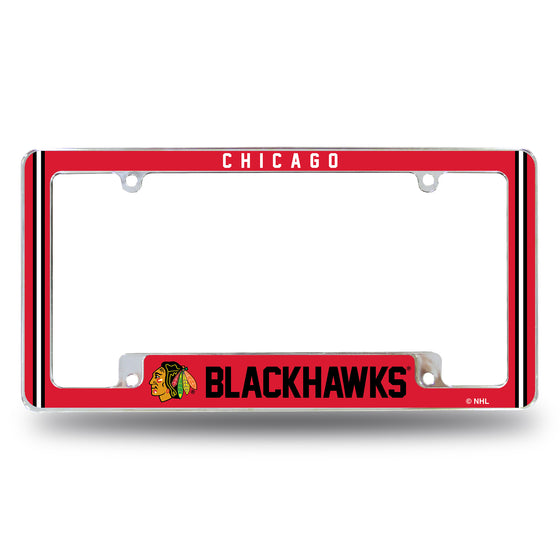 NHL Hockey Chicago Blackhawks Classic 12" x 6" Chrome All Over Automotive License Plate Frame for Car/Truck/SUV