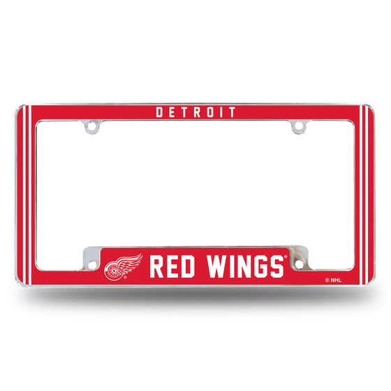 NHL Hockey Detroit Red Wings Classic 12" x 6" Chrome All Over Automotive License Plate Frame for Car/Truck/SUV