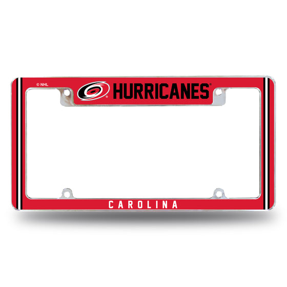 NHL Hockey Carolina Hurricanes Classic 12" x 6" Chrome All Over Automotive License Plate Frame for Car/Truck/SUV