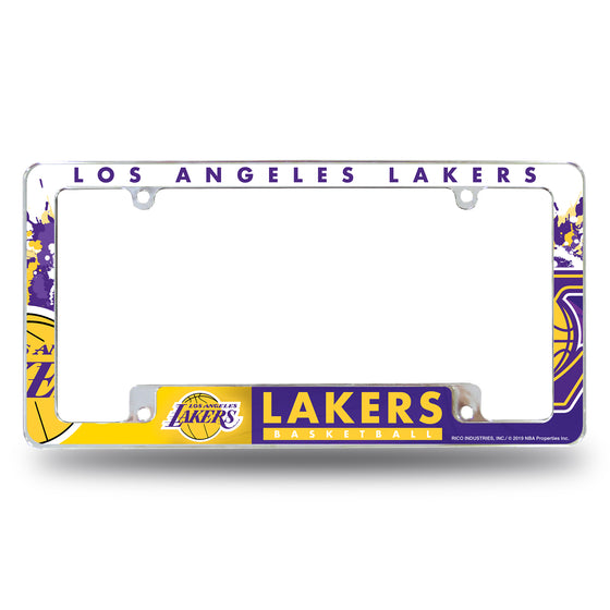 NBA Basketball Los Angeles Lakers Primary 12" x 6" Chrome All Over Automotive License Plate Frame for Car/Truck/SUV