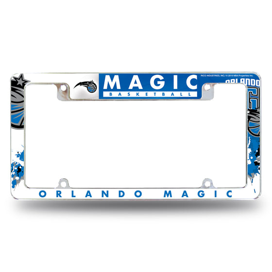 NBA Basketball Orlando Magic Primary 12" x 6" Chrome All Over Automotive License Plate Frame for Car/Truck/SUV