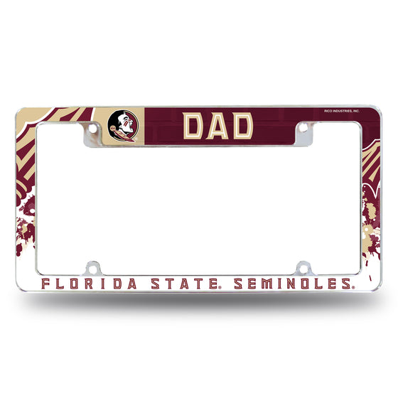 NCAA  Florida State Seminoles Dad 12" x 6" Chrome All Over Automotive License Plate Frame for Car/Truck/SUV