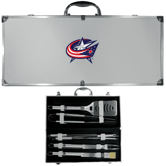 Columbus Blue Jackets 8 pc Stainless Steel BBQ Set w/Metal Case