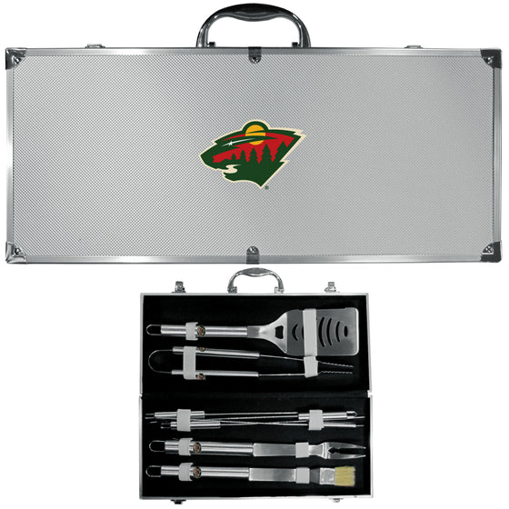 Minnesota Wild 8 pc Stainless Steel BBQ Set w/Metal Case