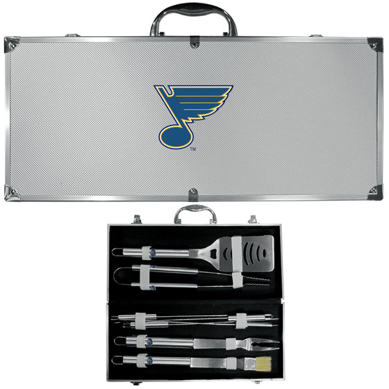 St. Louis Blues 8 pc Stainless Steel BBQ Set w/Metal Case