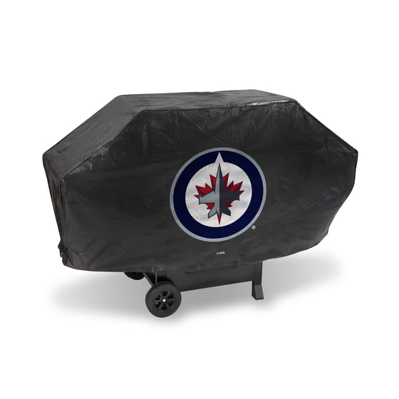 NHL Hockey Winnipeg Jets Black Deluxe Vinyl Grill Cover - 68" Wide/Heavy Duty/Velcro Staps