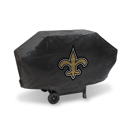 NFL Football New Orleans Saints Black Deluxe Vinyl Grill Cover - 68" Wide/Heavy Duty/Velcro Staps