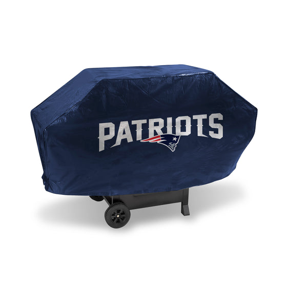 NFL Football New England Patriots Navy Deluxe Vinyl Grill Cover - 68" Wide/Heavy Duty/Velcro Staps