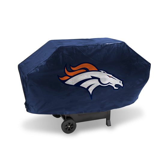 NFL Football Denver Broncos Navy Deluxe Vinyl Grill Cover - 68" Wide/Heavy Duty/Velcro Staps