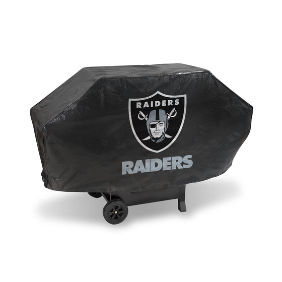 NFL Football Las Vegas Raiders Black Deluxe Vinyl Grill Cover - 68" Wide/Heavy Duty/Velcro Staps