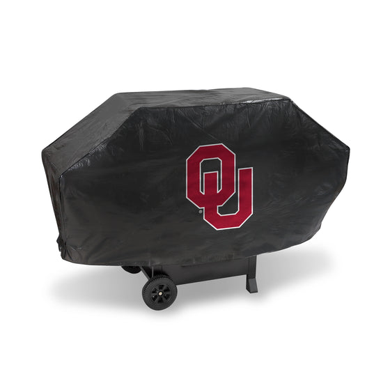 NCAA  Oklahoma Sooners Black Deluxe Vinyl Grill Cover - 68" Wide/Heavy Duty/Velcro Staps