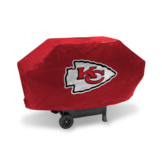 NFL Football Kansas City Chiefs Red Deluxe Vinyl Grill Cover - 68" Wide/Heavy Duty/Velcro Staps