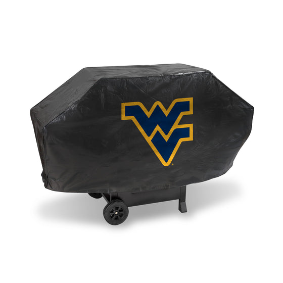 NCAA  West Virginia Mountaineers Black Deluxe Vinyl Grill Cover - 68" Wide/Heavy Duty/Velcro Staps