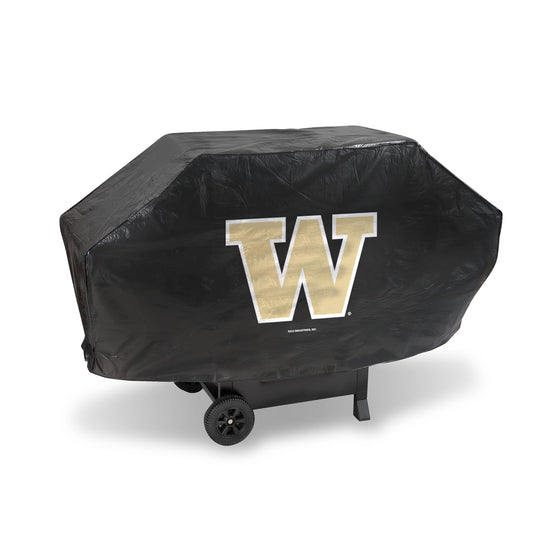 NCAA  Washington Huskies Black Deluxe Vinyl Grill Cover - 68" Wide/Heavy Duty/Velcro Staps