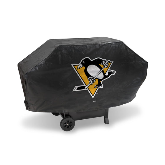 NHL Hockey Pittsburgh Penguins Black Deluxe Vinyl Grill Cover - 68" Wide/Heavy Duty/Velcro Staps