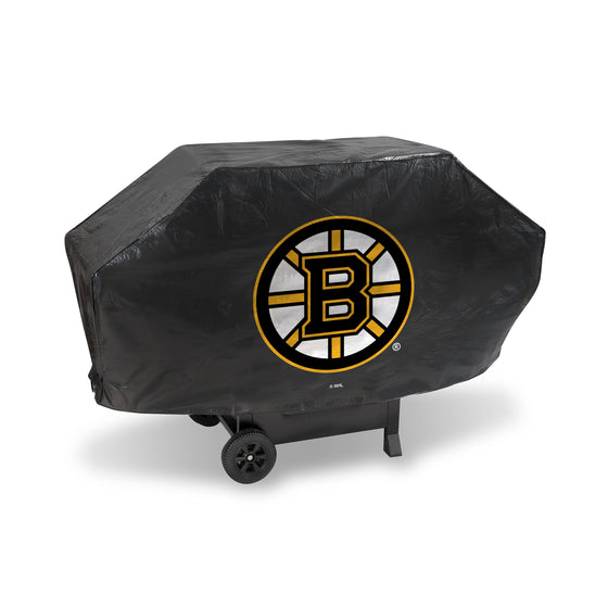 NHL Hockey Boston Bruins Black Deluxe Vinyl Grill Cover - 68" Wide/Heavy Duty/Velcro Staps