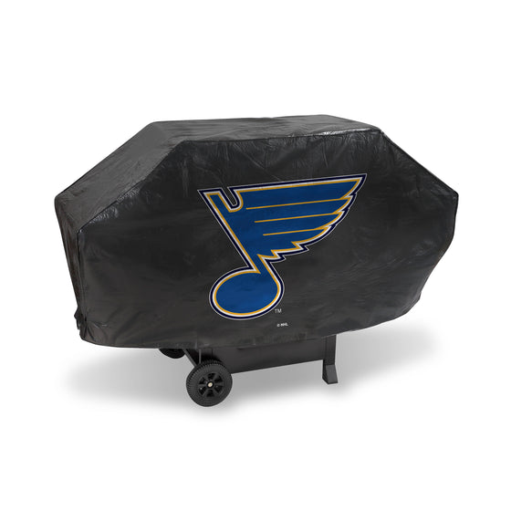 NHL Hockey St. Louis Blues Black Deluxe Vinyl Grill Cover - 68" Wide/Heavy Duty/Velcro Staps