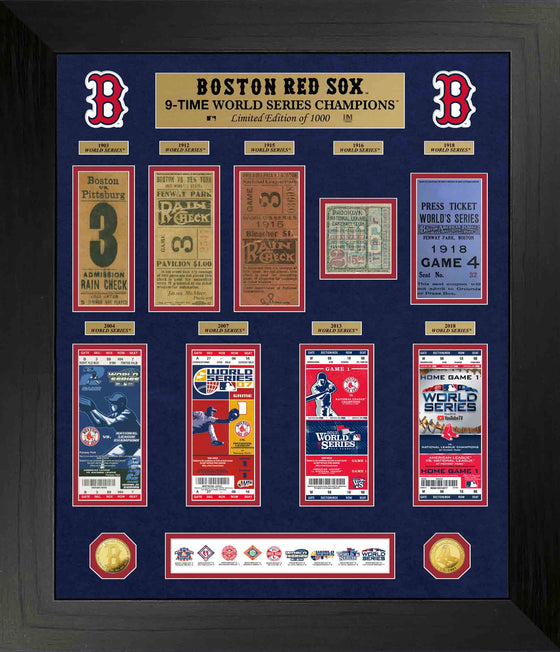 Boston Red Sox 9-Time World Series Champions Gold Coin & Ticket Collection