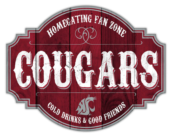 Washington State Cougars Sign Wood 12 Inch Homegating Tavern - Special Order