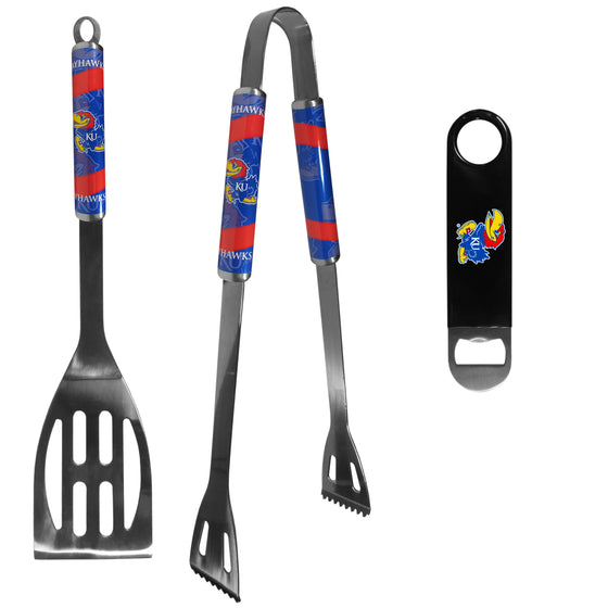 Kansas Jayhawks 2 pc BBQ Set and Bottle Opener