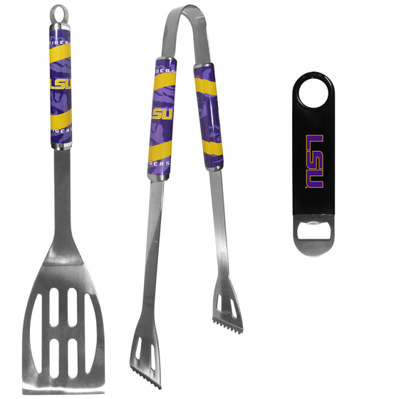 LSU Tigers 2 pc BBQ Set and Bottle Opener