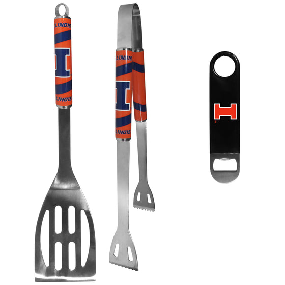 Illinois Fighting Illini 2 pc BBQ Set and Bottle Opener