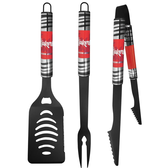 Nebraska Cornhuskers 3 pc Black Tailgater BBQ Set