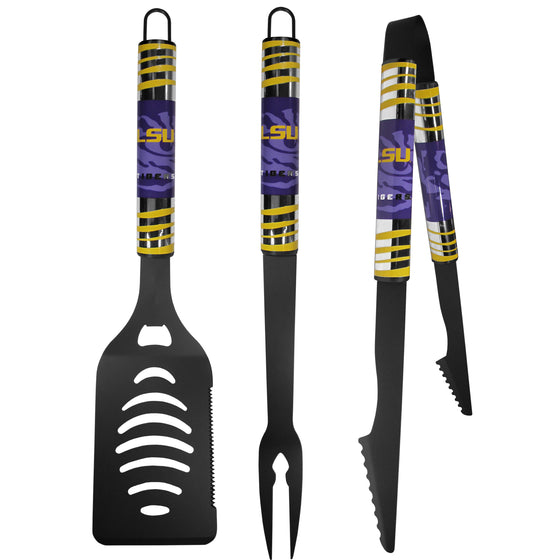 LSU Tigers 3 pc Black Tailgater BBQ Set