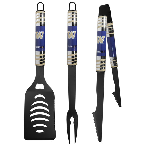 Washington Huskies 3 pc Black Tailgater BBQ Set