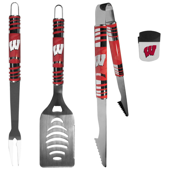 Wisconsin Badgers 3 pc BBQ Set and Chip Clip