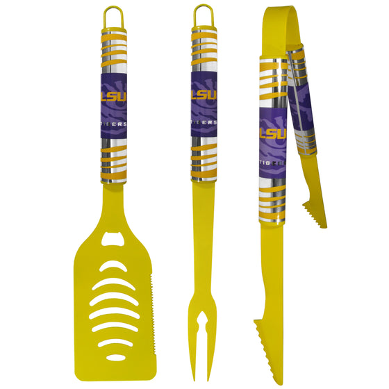 LSU Tigers 3 pc Color BBQ Tool Set