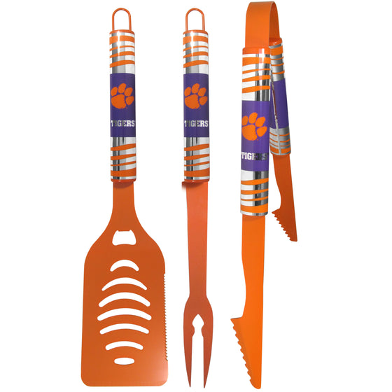 Clemson Tigers 3 pc Color BBQ Tool Set