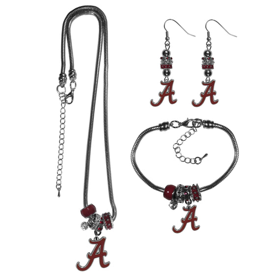 Alabama Crimson Tide Euro Bead Jewelry 3 piece Set