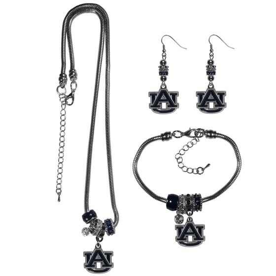 Auburn Tigers Euro Bead Jewelry 3 piece Set