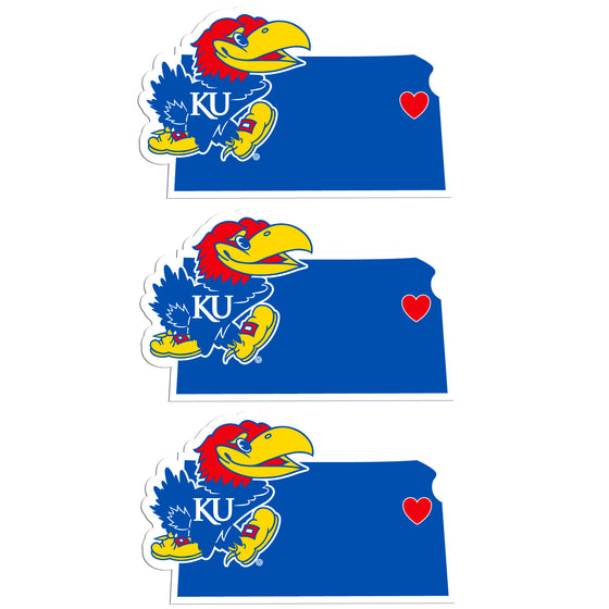 Kansas Jayhawks Home State Decal, 3pk