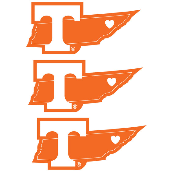 Tennessee Volunteers Home State Decal, 3pk