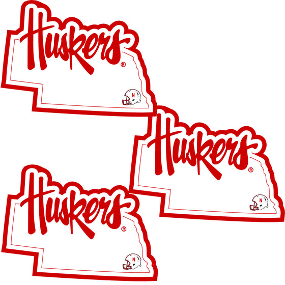 Nebraska Cornhuskers Home State Decal, 3pk