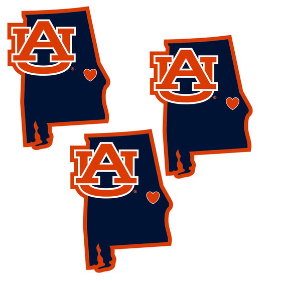 Auburn Tigers Home State Decal, 3pk