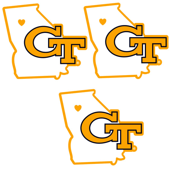 Georgia Tech Yellow Jackets Home State Decal, 3pk