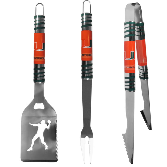 Miami Hurricanes 3 pc Tailgater BBQ Tools