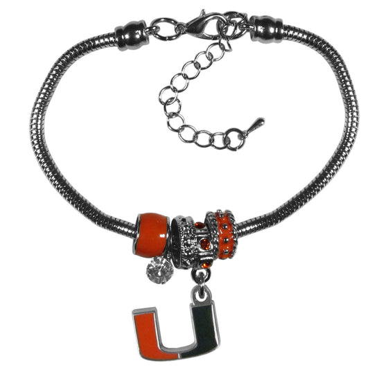 Miami Hurricanes Euro Bead Bracelet