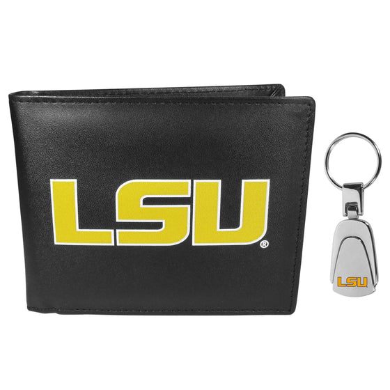 LSU Tigers Bi-fold Wallet & Steel Key Chain