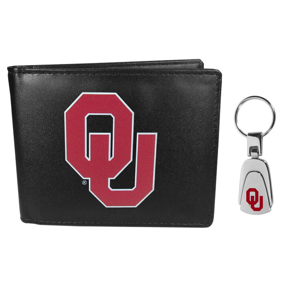 Oklahoma Sooners Bi-fold Wallet & Steel Key Chain